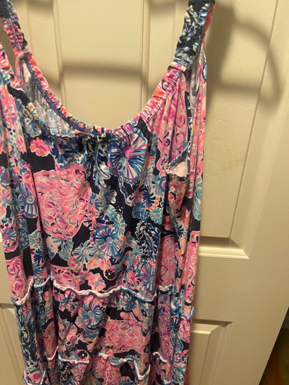 Pink and Navy Floral Tiered Sundress - Picture 4 of 4
